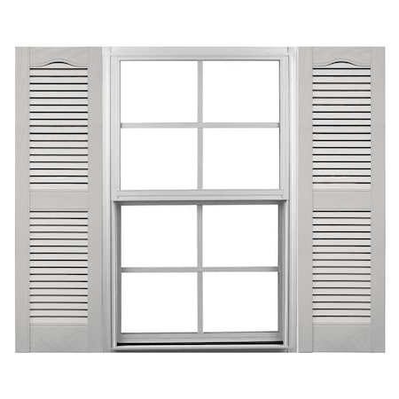 Ekena Millwork Mid-America Vinyl, Standard Size Cathedral Top Center Mullion, Open Louver Shutter, 11448030, PR 00011448030